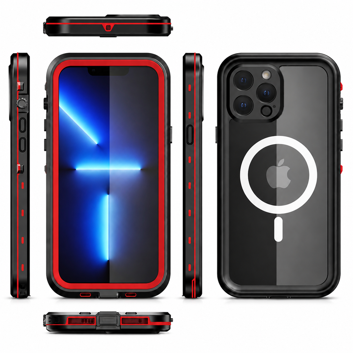 Premium iPhone Case MagSafe Compatible Waterproof IP68 Protective Cover Full Body Shockproof Sealed Transparent Design Camera Screen Protection