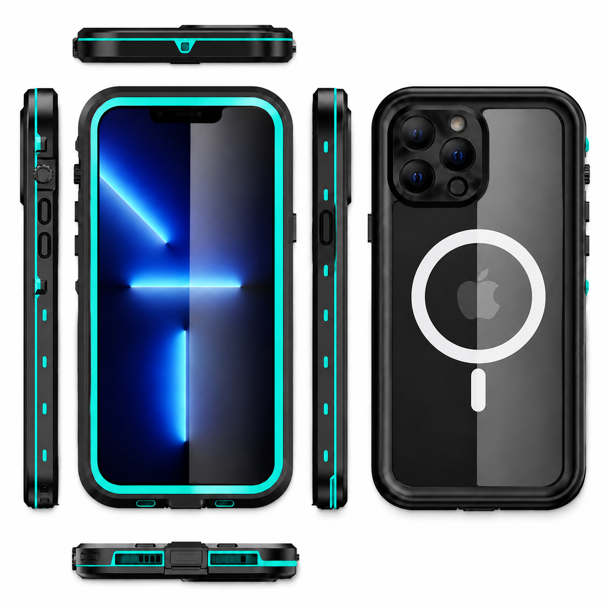 Premium iPhone Case MagSafe Compatible Waterproof IP68 Protective Cover Full Body Shockproof Sealed Transparent Design Camera Screen Protection