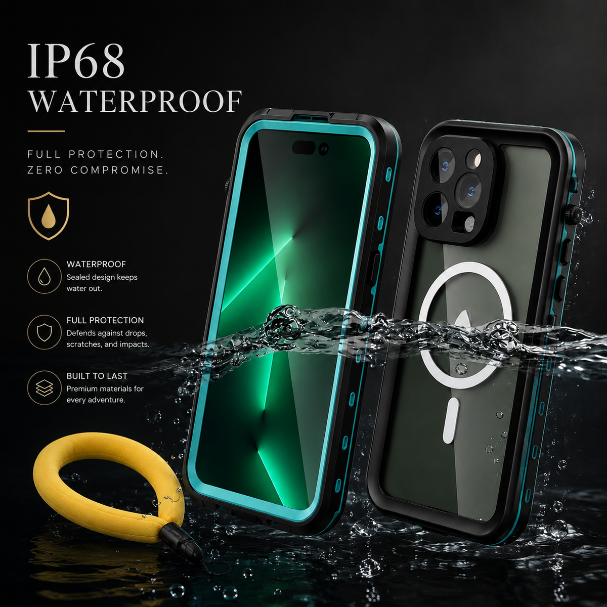 Premium iPhone Case MagSafe Compatible Waterproof IP68 Protective Cover Full Body Shockproof Sealed Transparent Design Camera Screen Protection
