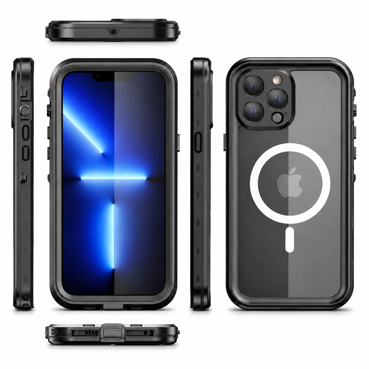 Premium iPhone Case MagSafe Compatible Waterproof IP68 Protective Cover Full Body Shockproof Sealed Transparent Design Camera Screen Protection