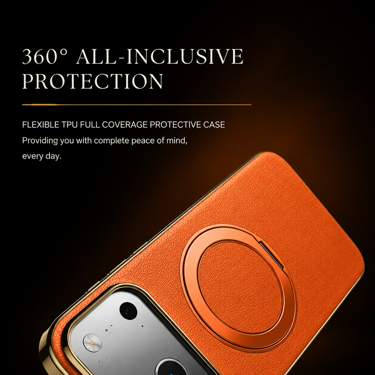 Premium iPhone Case MagSafe Cowhide Leather Magnetic Ring Holder Shockproof PC TPU Camera Lens Protection Anti Scratch Slim Full Coverage