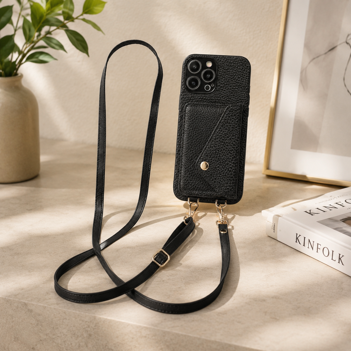 Premium iPhone Case MagSafe Crossbody Leather Wallet Card Holder Strap Shockproof Camera Protection Slim Magnetic Protective Cover Full Design Everyday