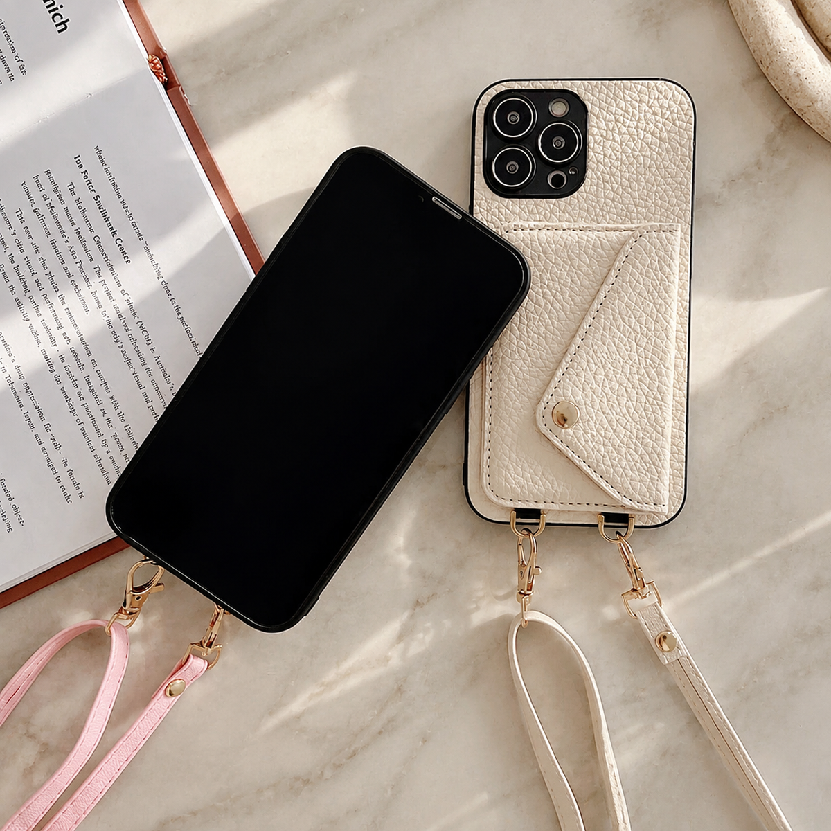 Premium iPhone Case MagSafe Crossbody Leather Wallet Card Holder Strap Shockproof Camera Protection Slim Magnetic Protective Cover Full Design Everyday