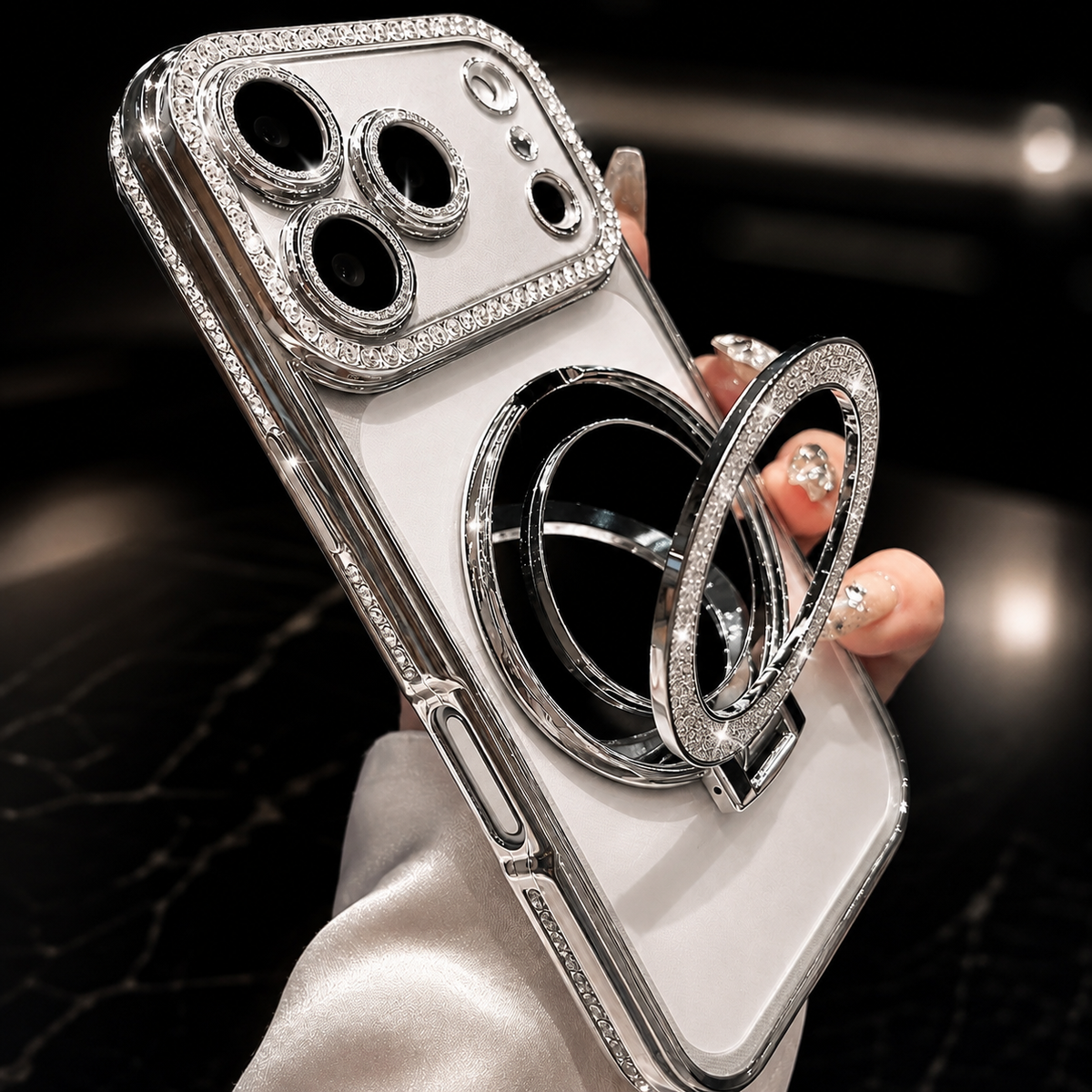 Premium iPhone Case MagSafe Diamond Mirror Glitter Cover Transparent Shockproof Anti Scratch Non Slip Slim Protective Sparkle Design Full Coverage Fit