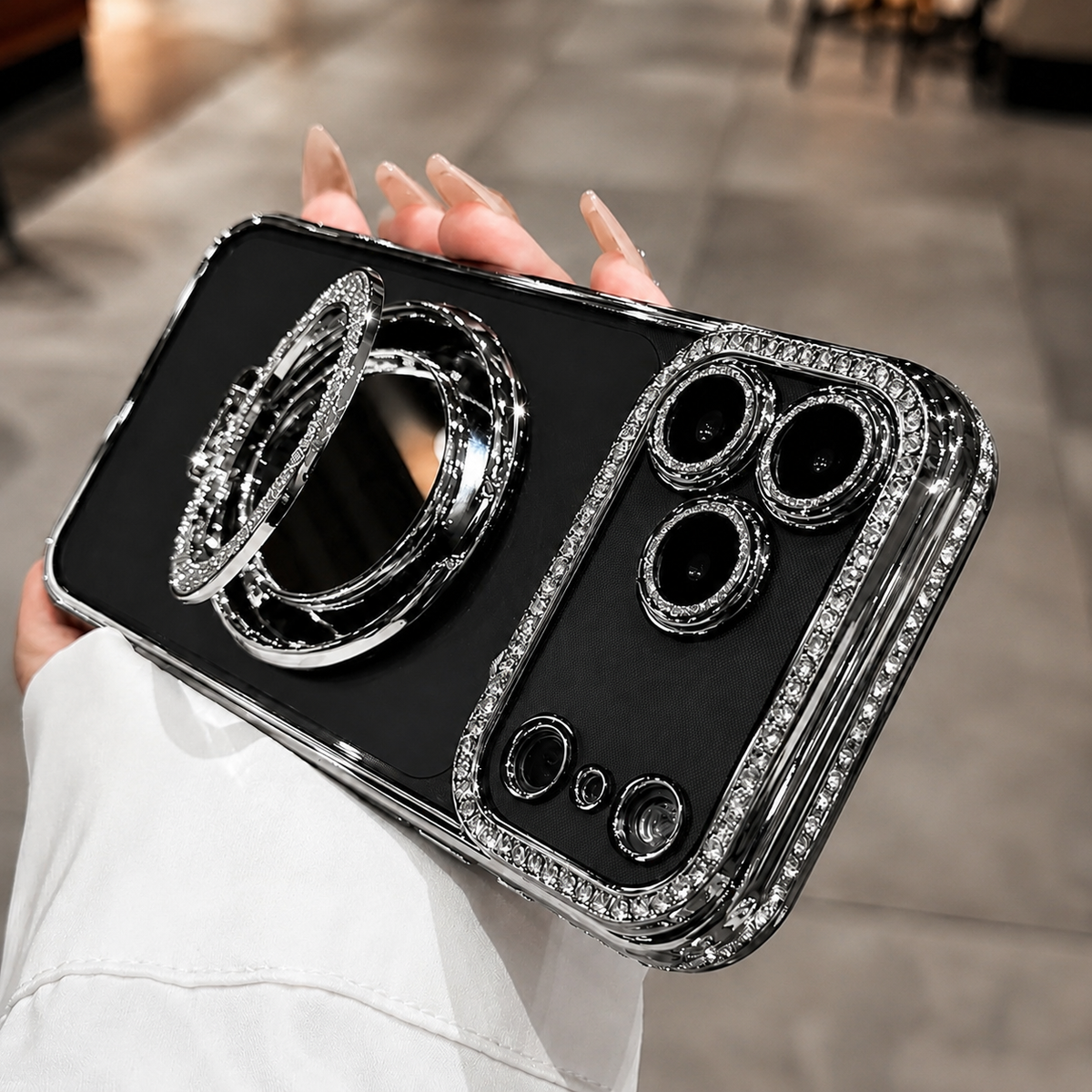 Premium iPhone Case MagSafe Diamond Mirror Glitter Cover Transparent Shockproof Anti Scratch Non Slip Slim Protective Sparkle Design Full Coverage Fit