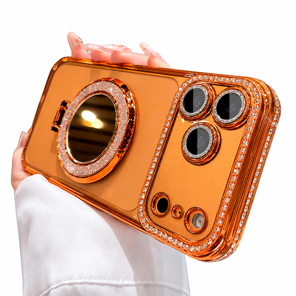 Premium iPhone Case MagSafe Diamond Mirror Glitter Cover Transparent Shockproof Anti Scratch Non Slip Slim Protective Sparkle Design Full Coverage Fit