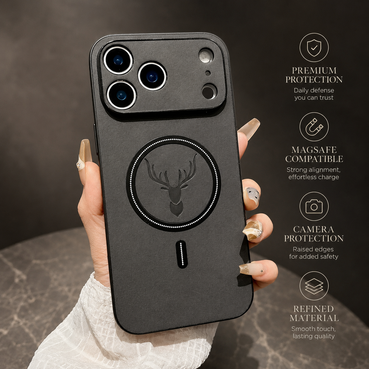 Premium iPhone Case MagSafe Faux Leather Magnetic Full Coverage Protective Cover Anti Scratch Anti Fingerprint Slim Non Slip Wireless Charging Case