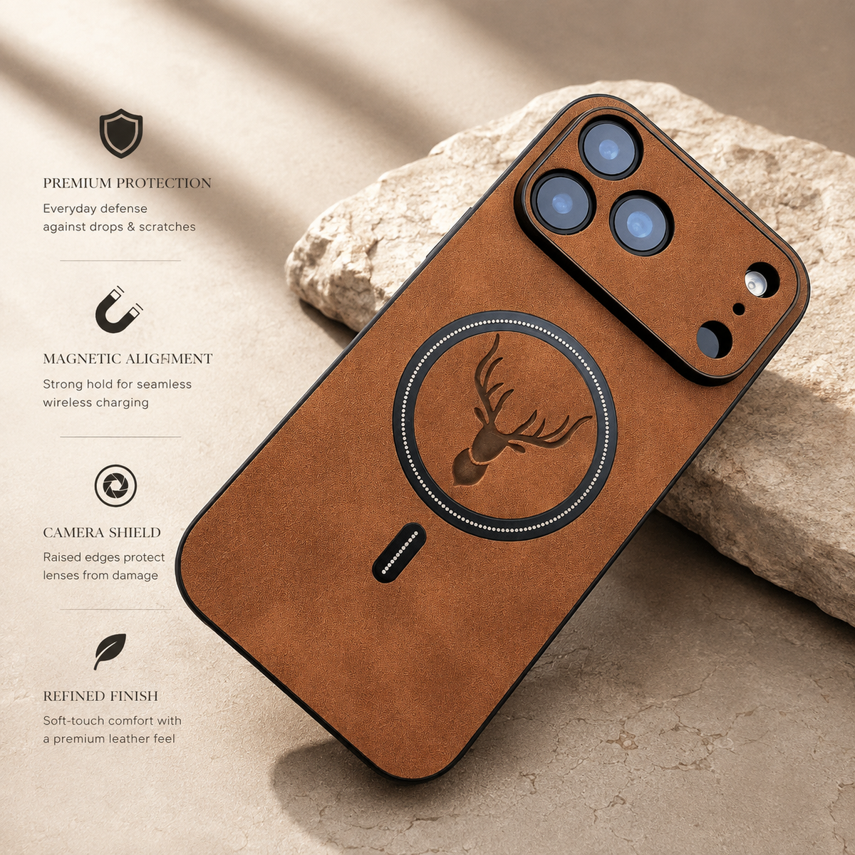 Premium iPhone Case MagSafe Faux Leather Magnetic Full Coverage Protective Cover Anti Scratch Anti Fingerprint Slim Non Slip Wireless Charging Case