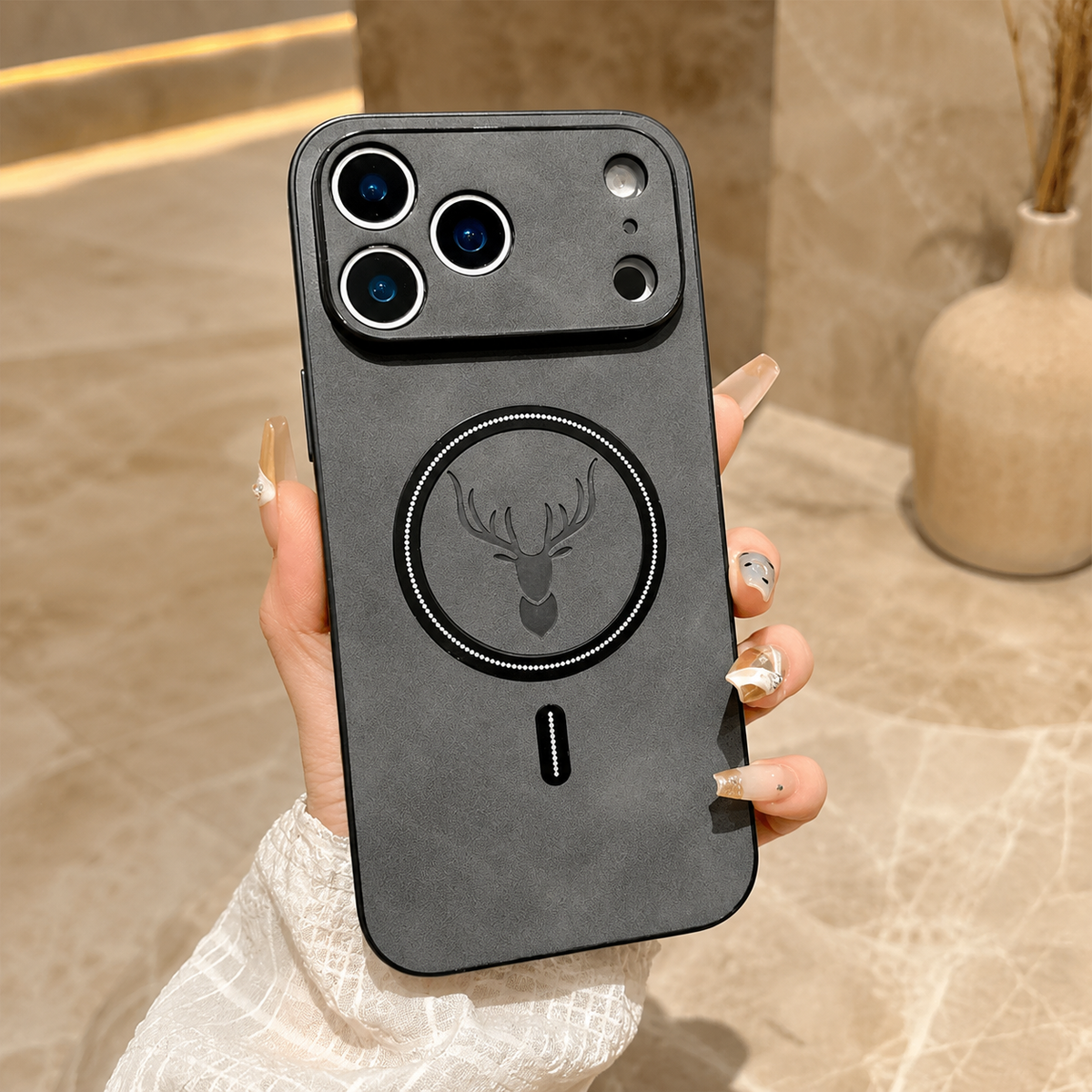 Premium iPhone Case MagSafe Faux Leather Magnetic Full Coverage Protective Cover Anti Scratch Anti Fingerprint Slim Non Slip Wireless Charging Case