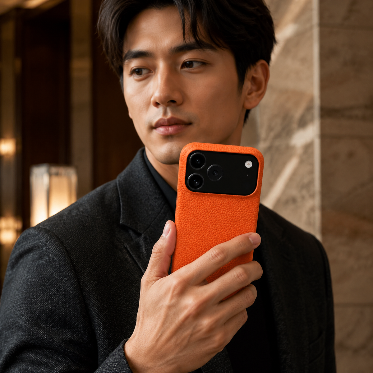 Premium iPhone Case MagSafe Genuine Cowhide Leather Magnetic Protective Cover Lychee Texture Hard PC Anti Scratch Non Slip Slim Full Coverage Back Case