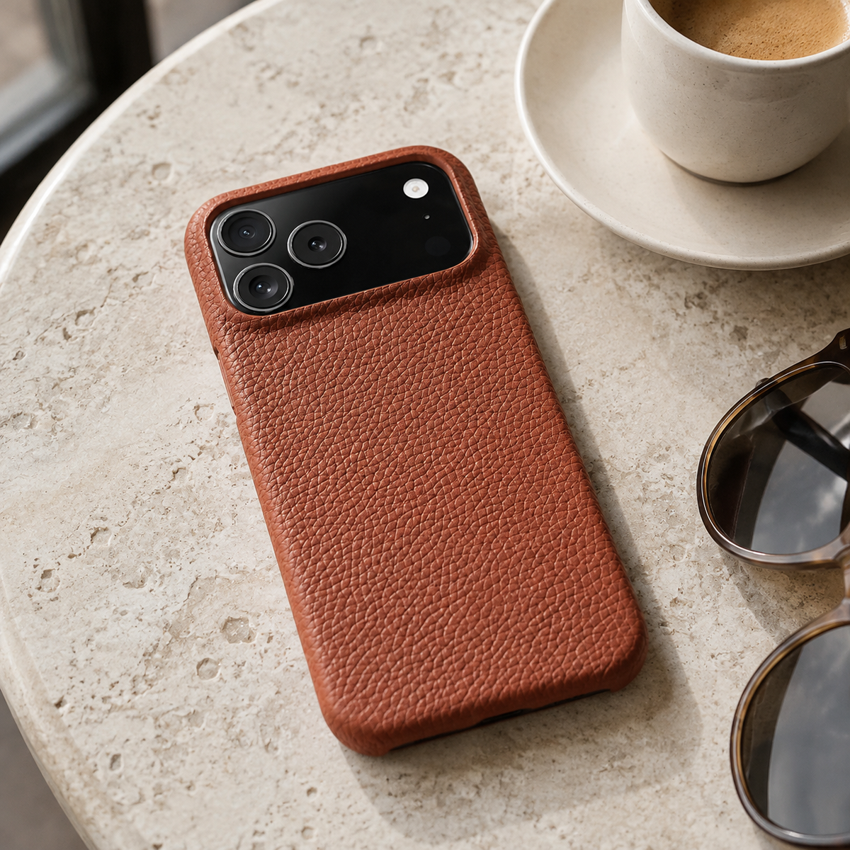 Premium iPhone Case MagSafe Genuine Cowhide Leather Magnetic Protective Cover Lychee Texture Hard PC Back Non Slip Slim Anti Scratch Full Coverage Case