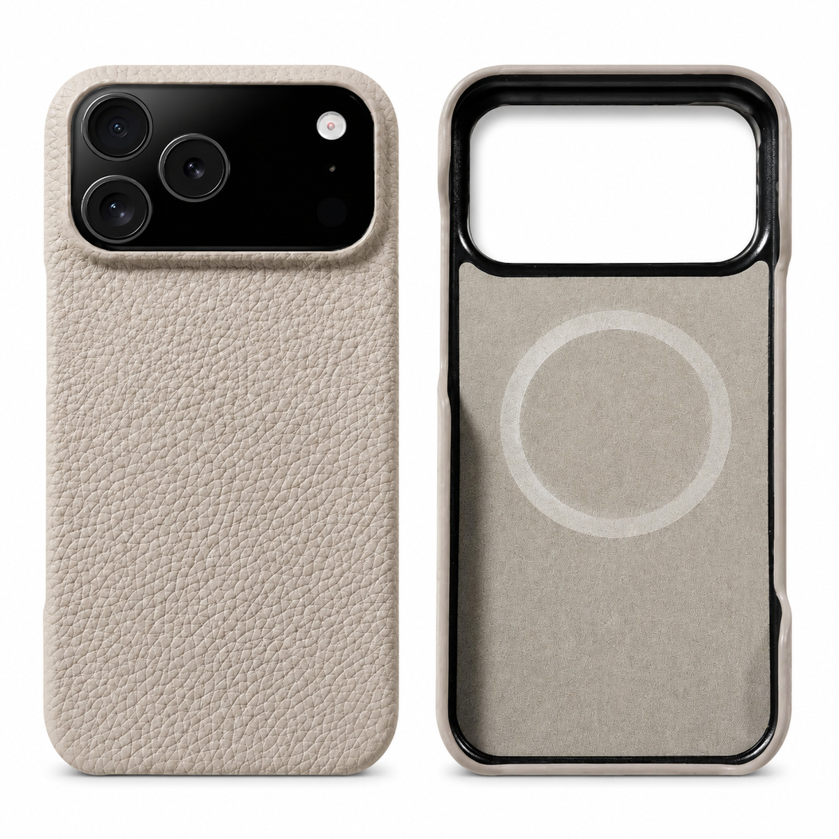 Premium iPhone Case MagSafe Genuine Cowhide Leather Magnetic Protective Cover Lychee Texture Hard PC Back Non Slip Slim Anti Scratch Full Coverage Case