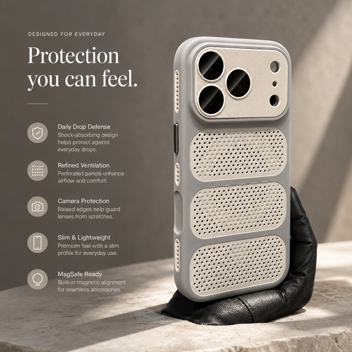 Premium iPhone Case MagSafe Heat Dissipation Mesh Magnetic Shockproof Acrylic Protective Cover Matte Soft Washable Slim Cooling Bumper Case