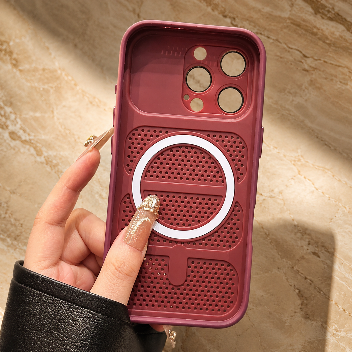 Premium iPhone Case MagSafe Heat Dissipation Mesh Magnetic Shockproof Acrylic Protective Cover Matte Soft Washable Slim Cooling Bumper Case