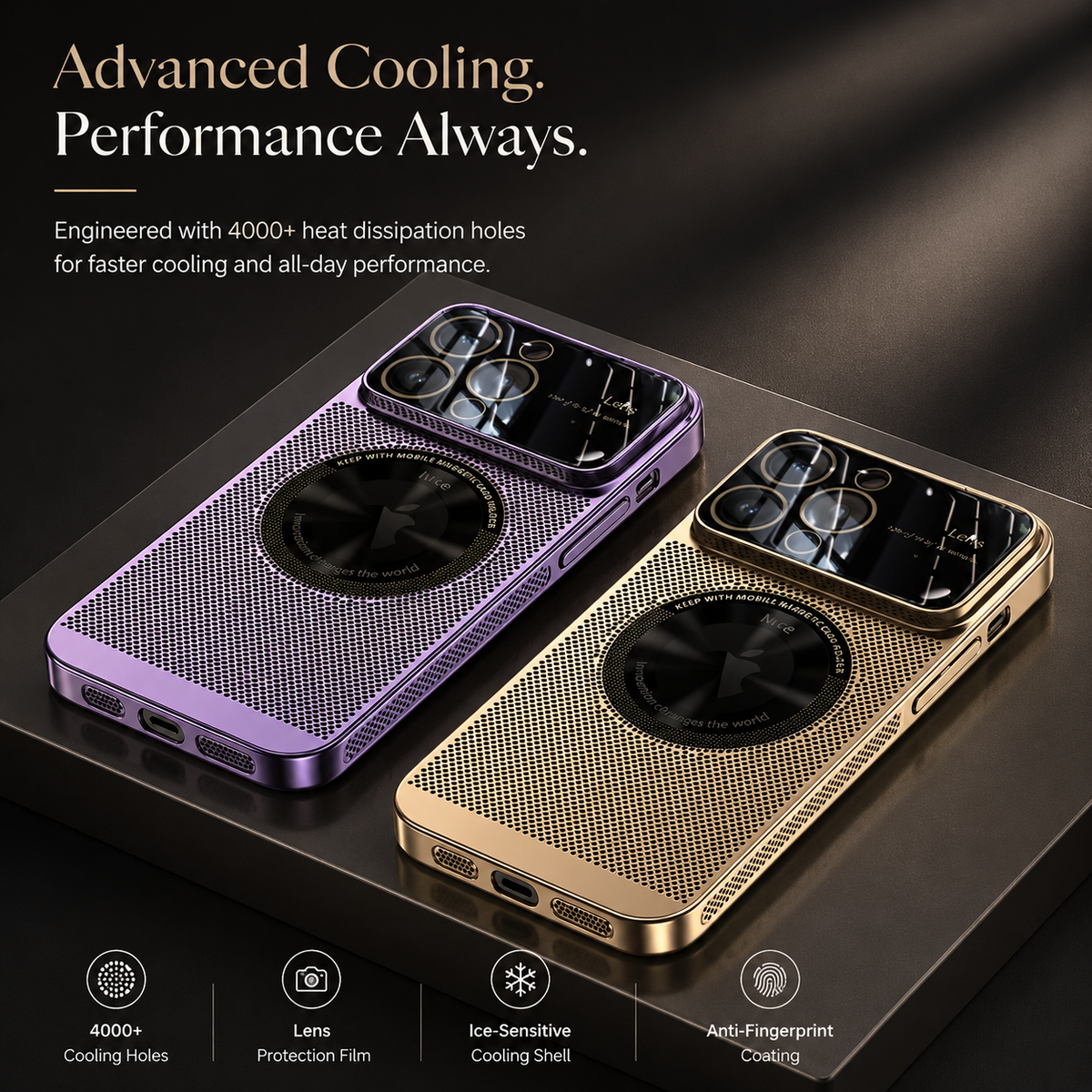 Premium iPhone Case MagSafe Heat Dissipation Metal Frame Shockproof Camera Lens Protection Electroplated Slim Protective Cover Magnetic Cooling Design