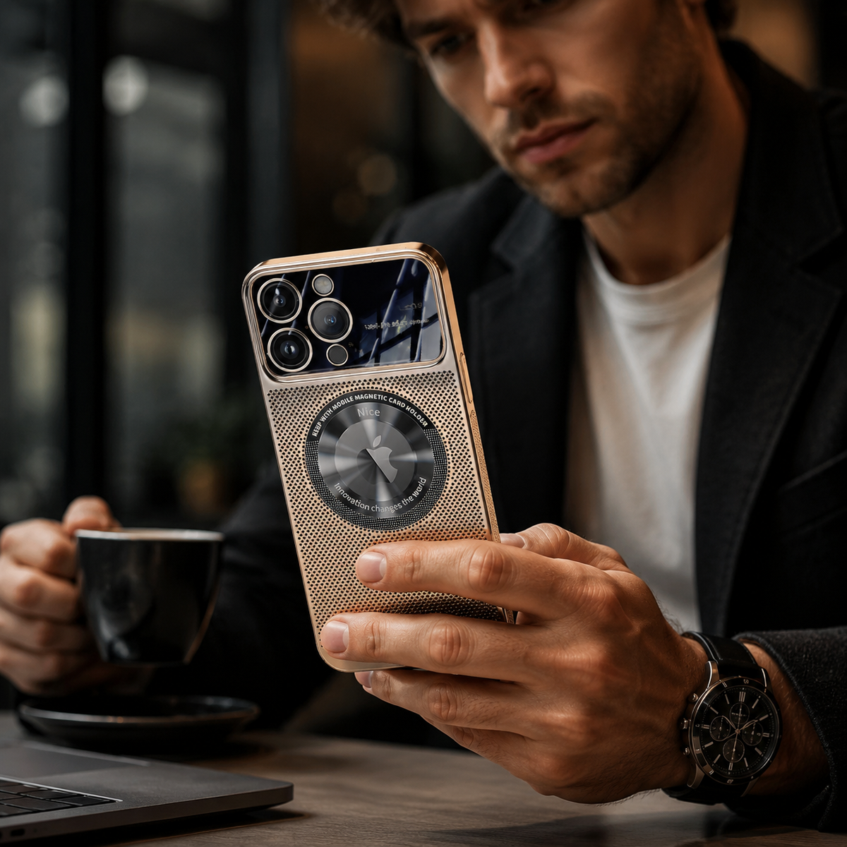 Premium iPhone Case MagSafe Heat Dissipation Metal Frame Shockproof Camera Lens Protection Electroplated Slim Protective Cover Magnetic Cooling Design