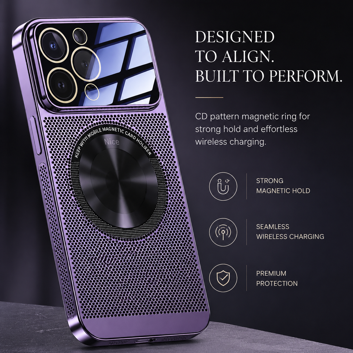 Premium iPhone Case MagSafe Heat Dissipation Metal Frame Shockproof Camera Lens Protection Electroplated Slim Protective Cover Magnetic Cooling Design