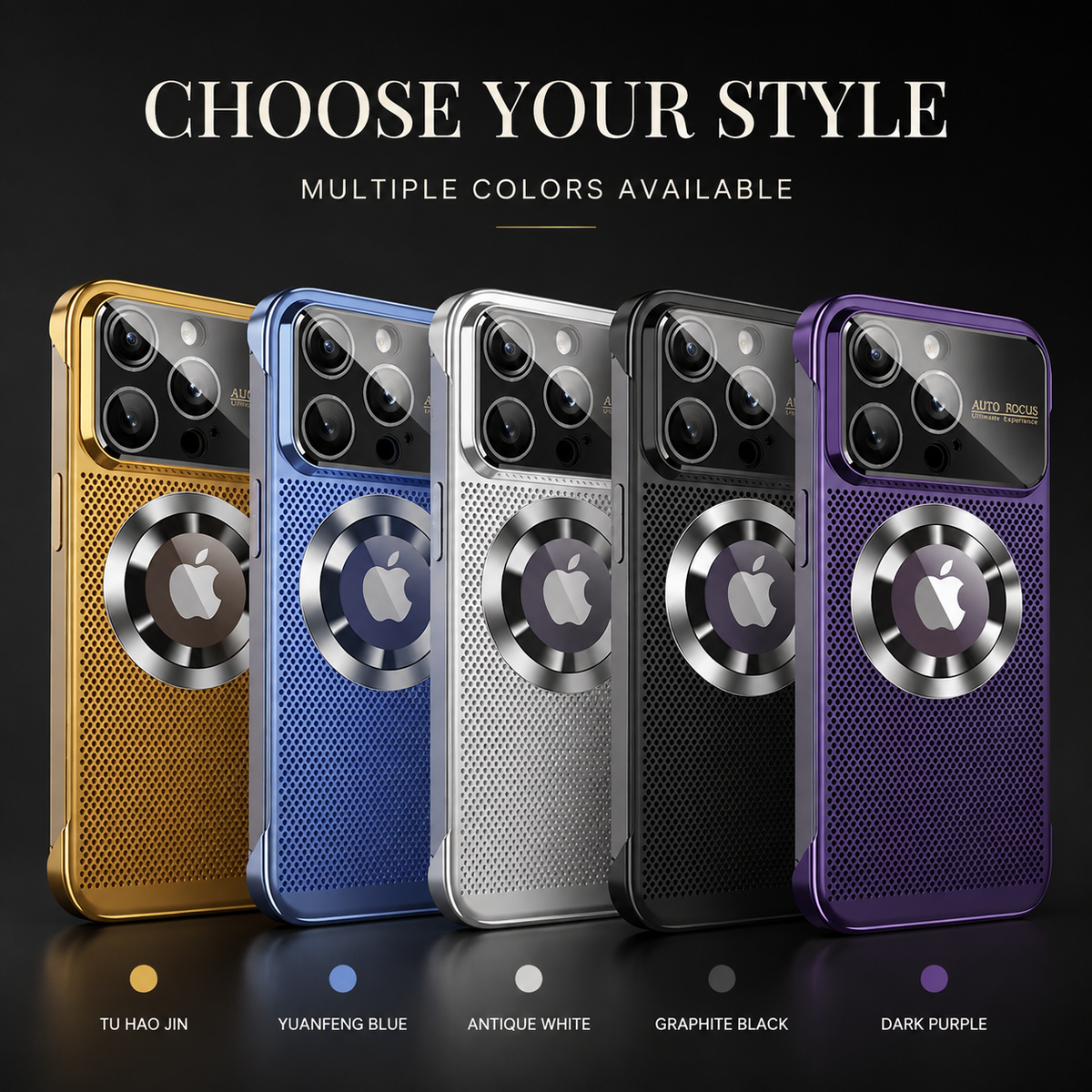 Premium iPhone Case MagSafe Heat Dissipation Metal Frame Shockproof Camera Lens Protection Electroplated Slim Protective Cover Magnetic Cooling Design