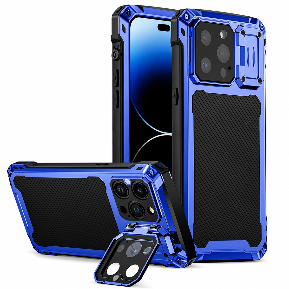 Premium iPhone Case MagSafe Heavy Duty Aluminum Armor Shockproof Full Coverage Camera Screen Protection Kickstand Non Slip Dual Layer Rugged Case
