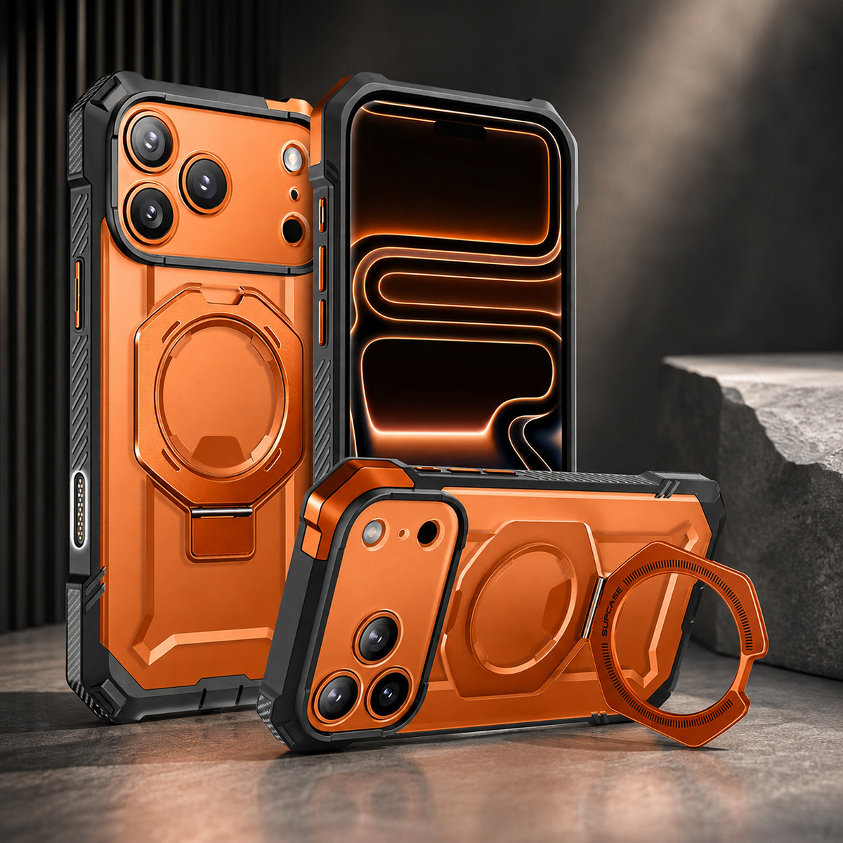 Premium iPhone Case MagSafe Heavy Duty Rugged Shockproof PC TPU Protective Cover Camera Control Button Magnetic Kickstand Non Slip Armor Bumper Case