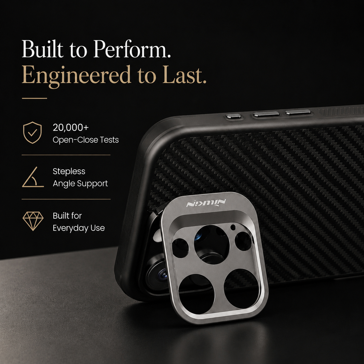 Premium iPhone Case MagSafe Kevlar 600D Aramid Fiber Camera Ring Stand Shockproof Anti Fingerprint Half Wrapped Cover Slim Protective Design