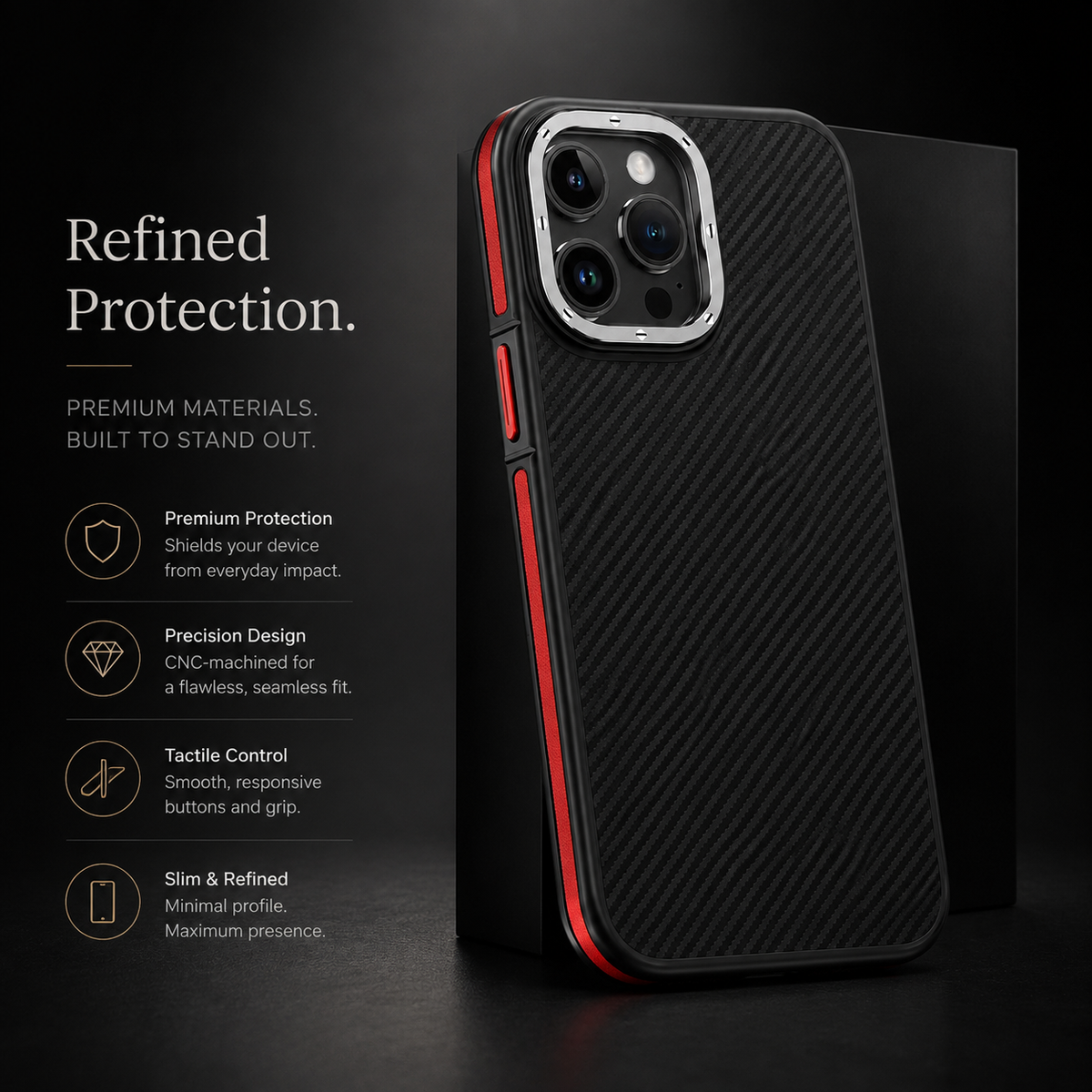Premium iPhone Case MagSafe Kevlar Carbon Fiber Magnetic Cover Shockproof Camera Ring Protection Anti Fingerprint Half Wrapped Slim Protective Design