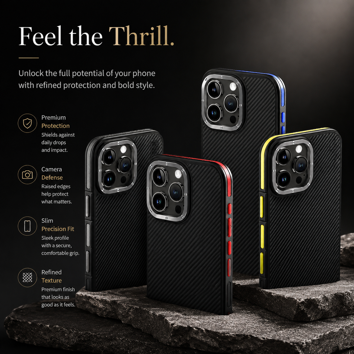 Premium iPhone Case MagSafe Kevlar Carbon Fiber Magnetic Cover Shockproof Camera Ring Protection Anti Fingerprint Half Wrapped Slim Protective Design