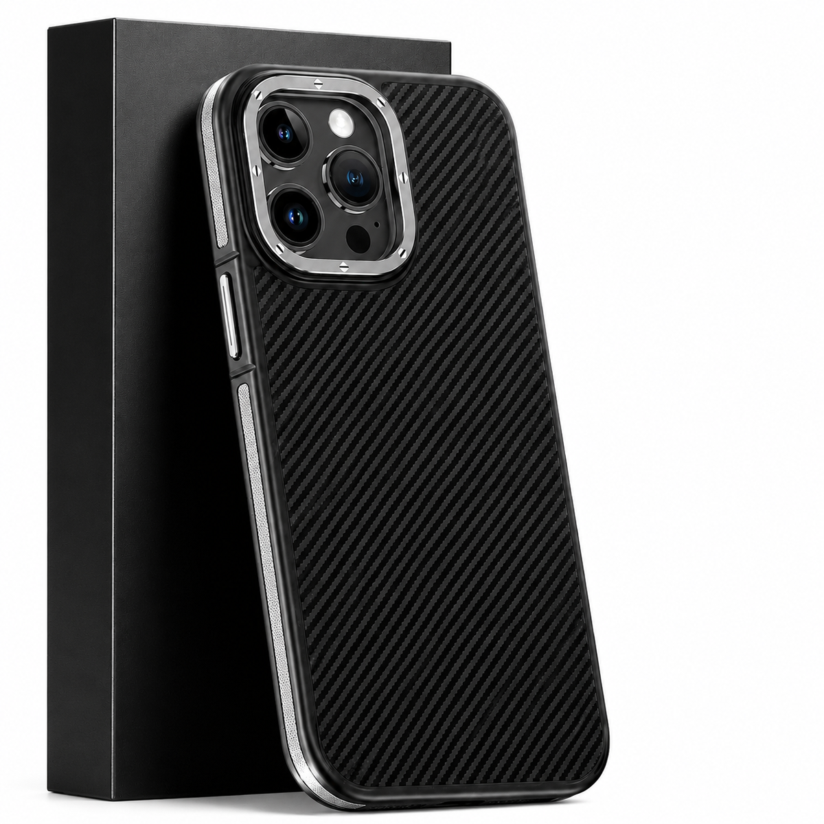 Premium iPhone Case MagSafe Kevlar Carbon Fiber Magnetic Cover Shockproof Camera Ring Protection Anti Fingerprint Half Wrapped Slim Protective Design