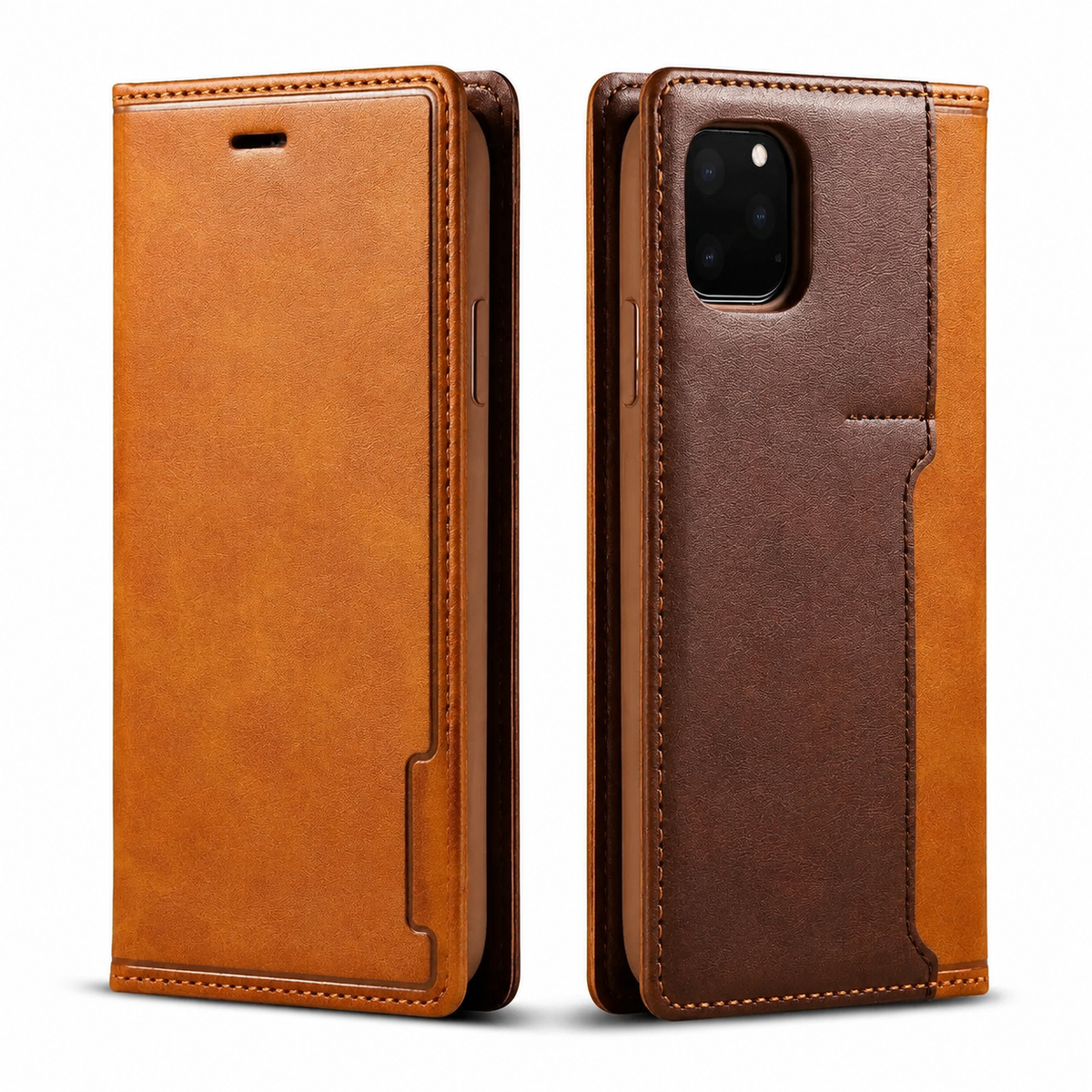 Premium iPhone Case MagSafe Leather Flip Wallet Card Holder Magnetic Closure Shockproof Camera Lens Protection Slim Full Coverage Protective Cover Fit