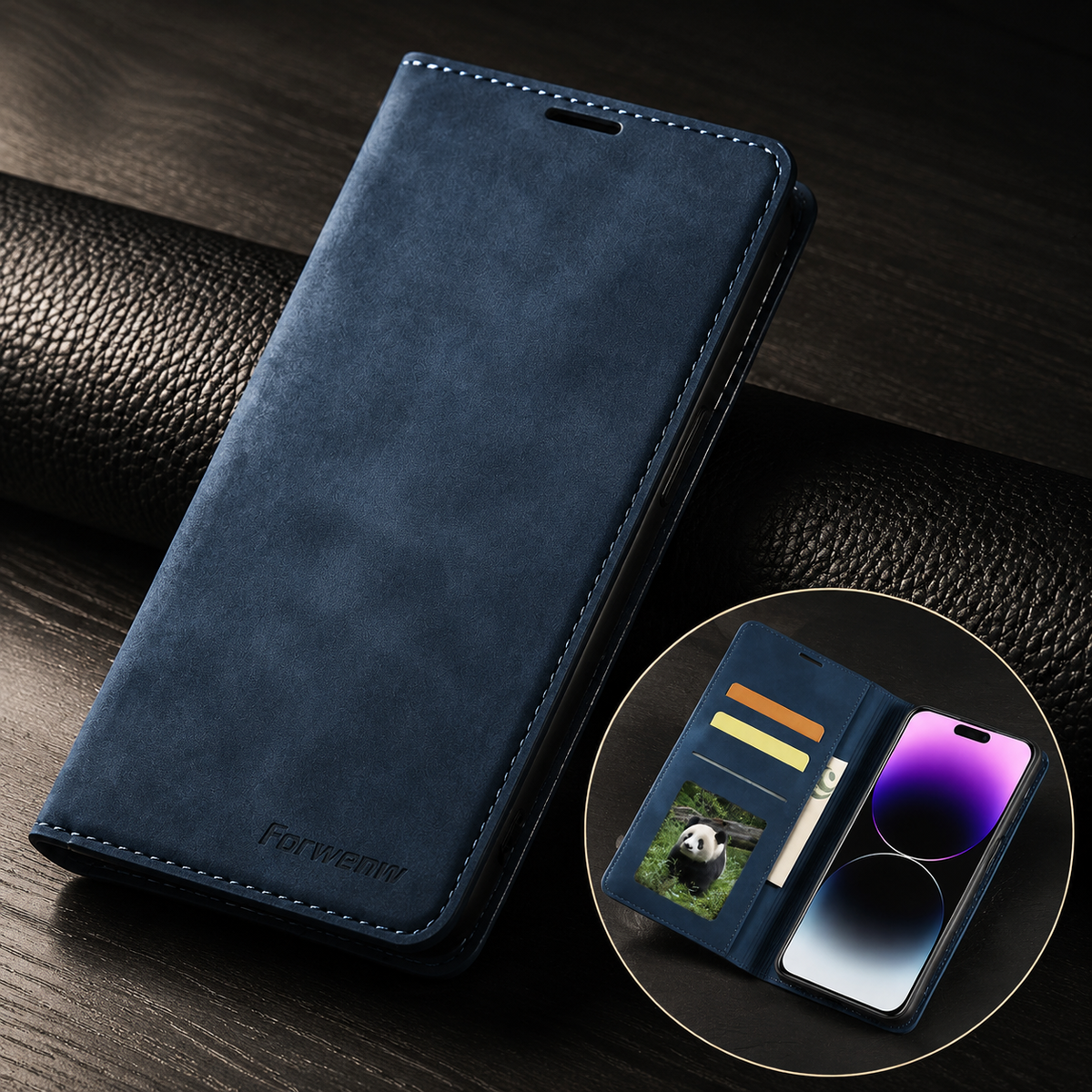 Premium iPhone Case MagSafe Leather Flip Wallet Suede Card Holder Cash Pocket Stand Magnetic Protective Cover Shockproof Slim Full Coverage Light Case