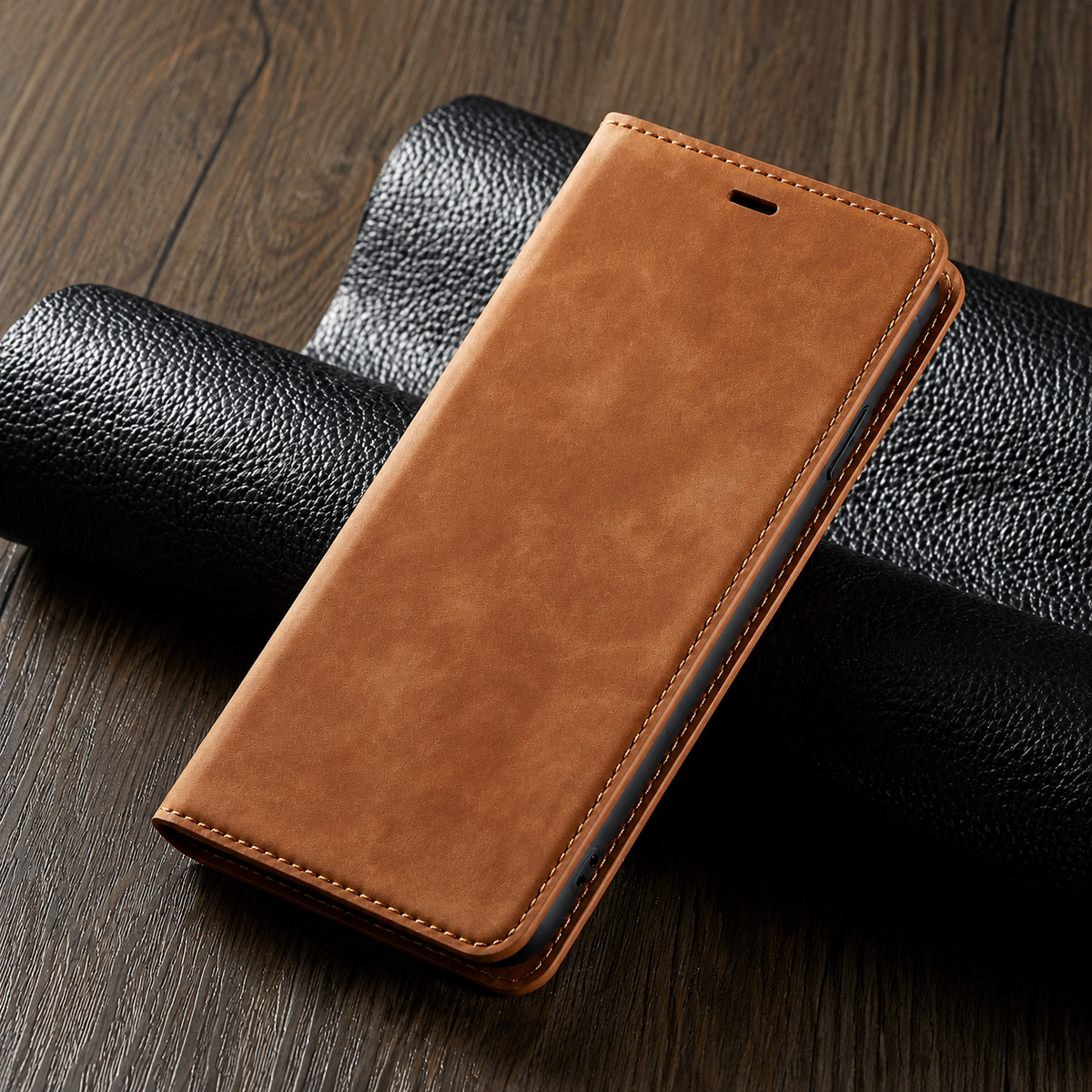 Premium iPhone Case MagSafe Leather Flip Wallet Suede Card Holder Cash Pocket Stand Magnetic Protective Cover Shockproof Slim Full Coverage Light Case