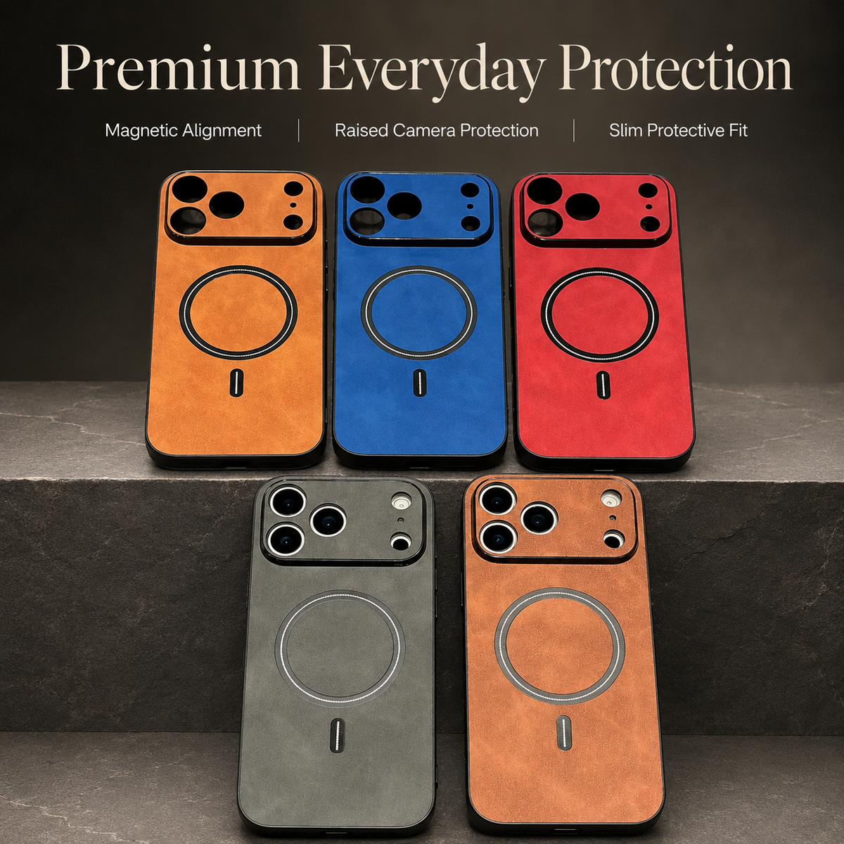 Premium iPhone Case MagSafe Leather Magnetic Protective Cover Shockproof PC TPU Anti Scratch Wireless Charging Slim Non Slip Full Coverage Modern Case