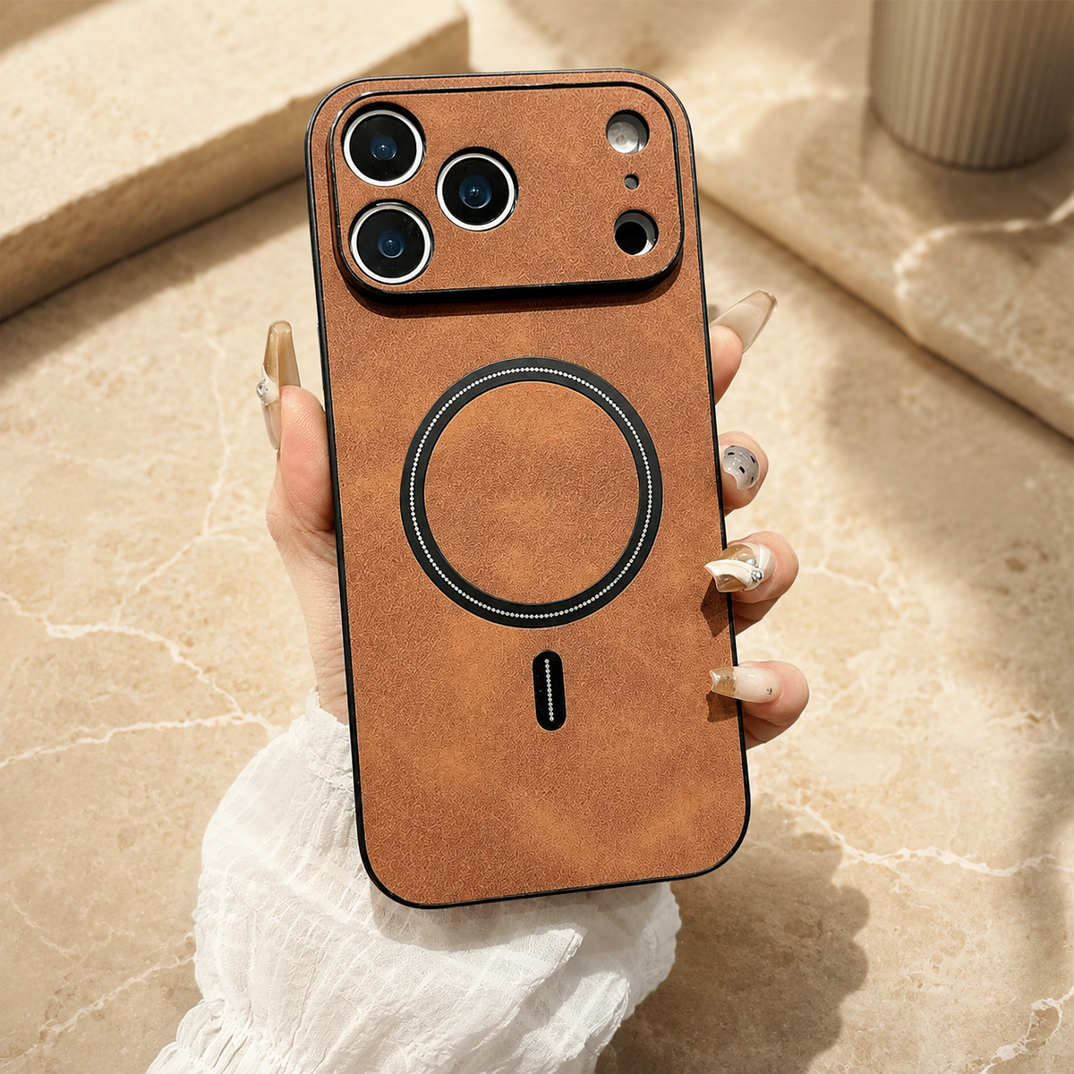 Premium iPhone Case MagSafe Leather Magnetic Protective Cover Shockproof PC TPU Anti Scratch Wireless Charging Slim Non Slip Full Coverage Modern Case
