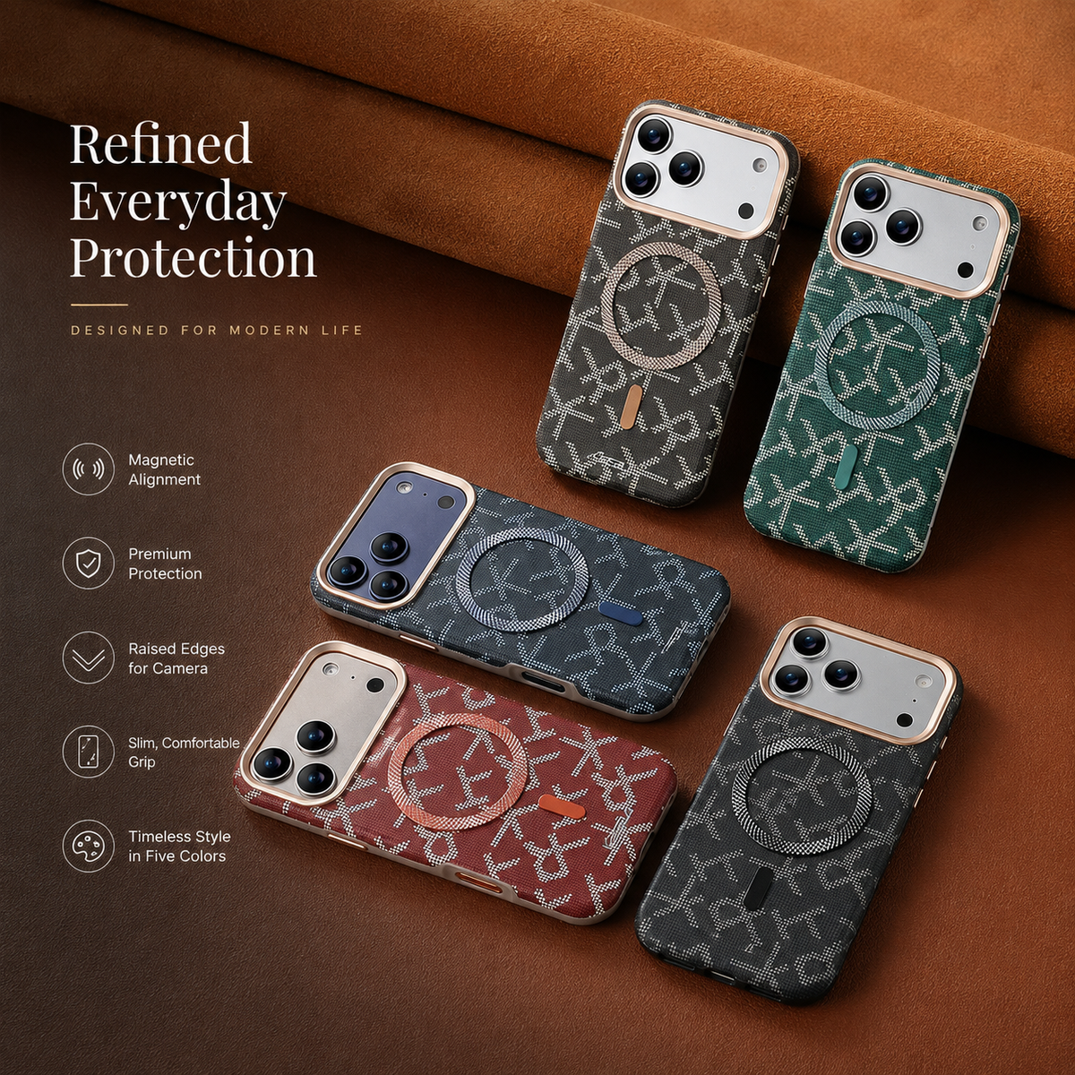 Premium iPhone Case MagSafe Leather Magnetic Shockproof Protective Cover Wireless Charging Matte Anti Scratch Anti Fingerprint Tough Full Coverage Business Case