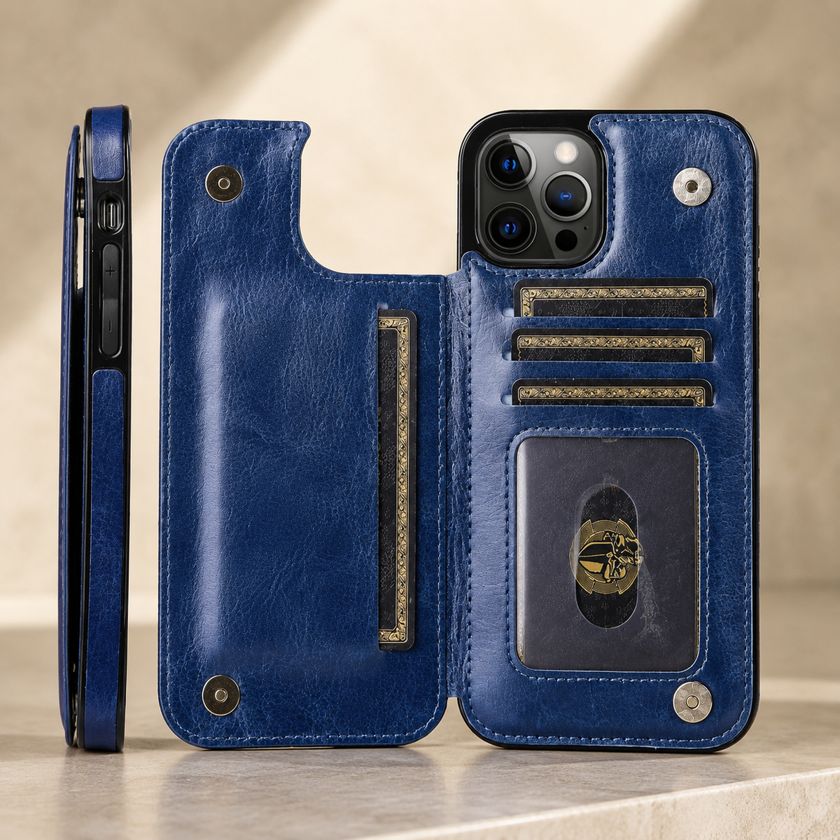 Premium iPhone Case MagSafe Leather Wallet Card Holder Flip Stand Magnetic Closure RFID Protective Cover Shockproof Camera Bumper Full Coverage Modern
