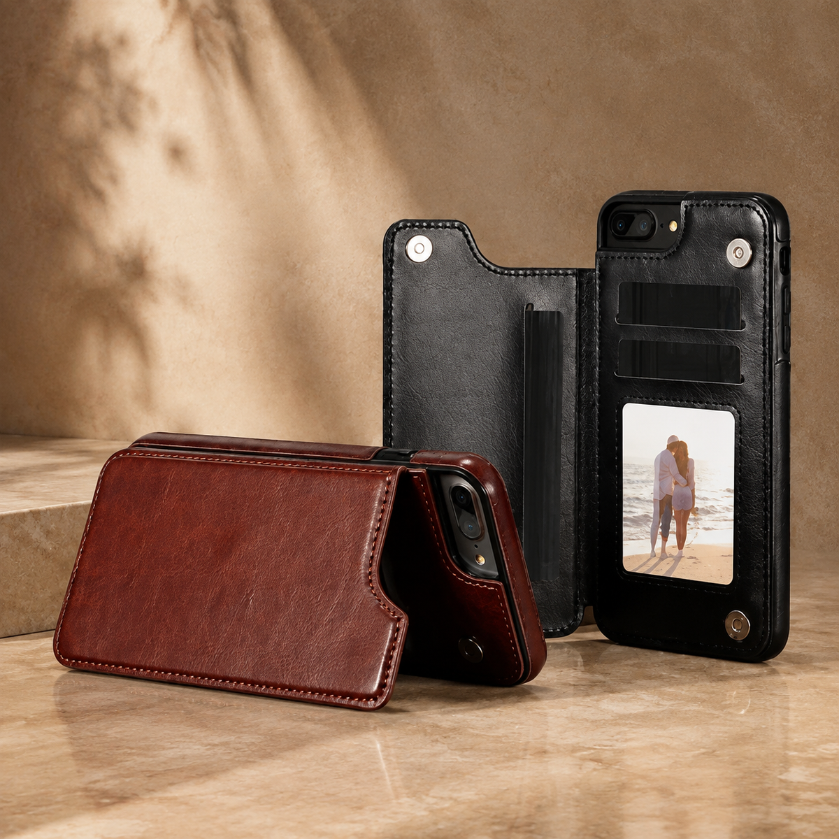 Premium iPhone Case MagSafe Leather Wallet Card Holder Flip Stand Magnetic Closure RFID Protective Cover Shockproof Camera Bumper Full Coverage Modern