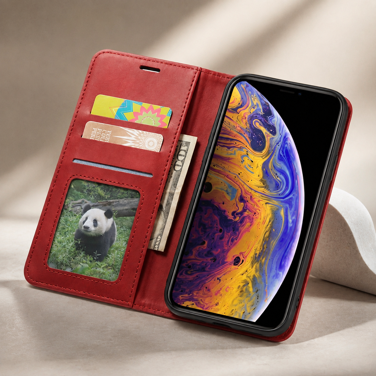 Premium iPhone Case MagSafe Leather Wallet Card Holder Flip Stand Magnetic Closure Shockproof Protective Cover Camera Protection Slim Executive Design