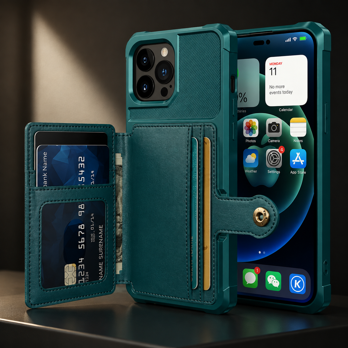 Premium iPhone Case MagSafe Leather Wallet Card Holder Flip Stand Shockproof Protective Cover Anti Fingerprint Anti Scratch Slim Magnet 360 Full Cover
