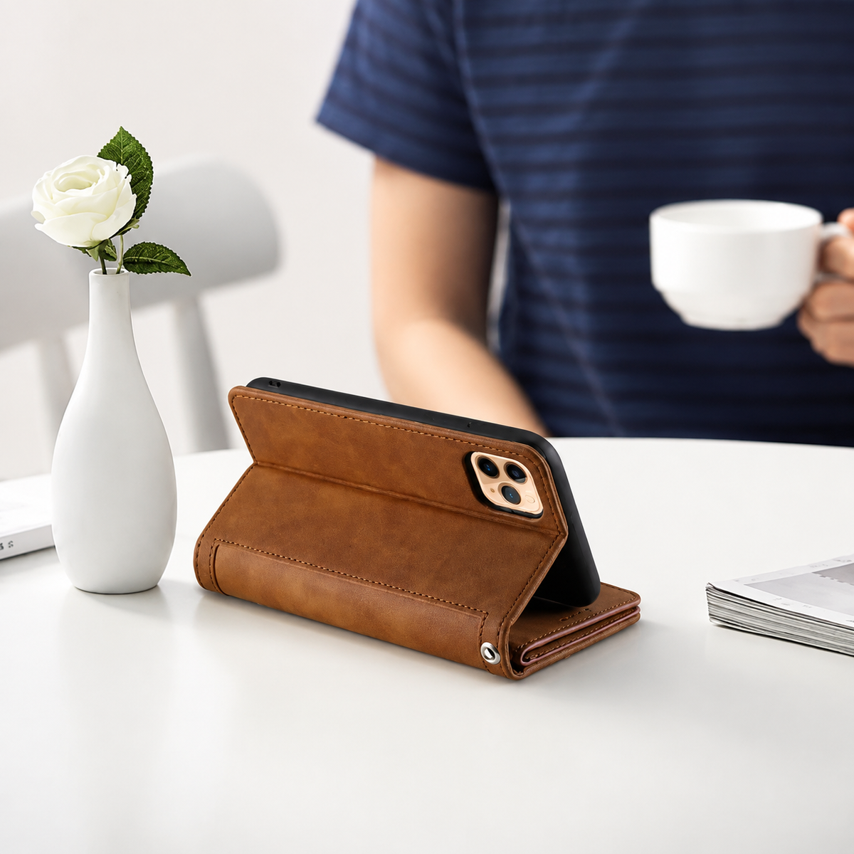 Premium iPhone Case MagSafe Leather Zipper Wallet Card Holder Flip Stand Strap Shockproof Camera Protection Magnetic Full Coverage Slim Design Clean