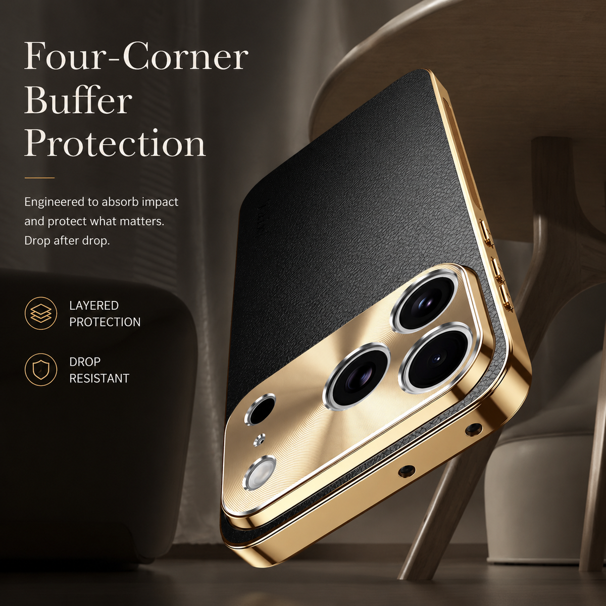 Premium iPhone Case MagSafe Lychee Leather Back Electroplated Frame Shockproof Camera Lens Protection Full Coverage Slim Magnetic Protective Cover
