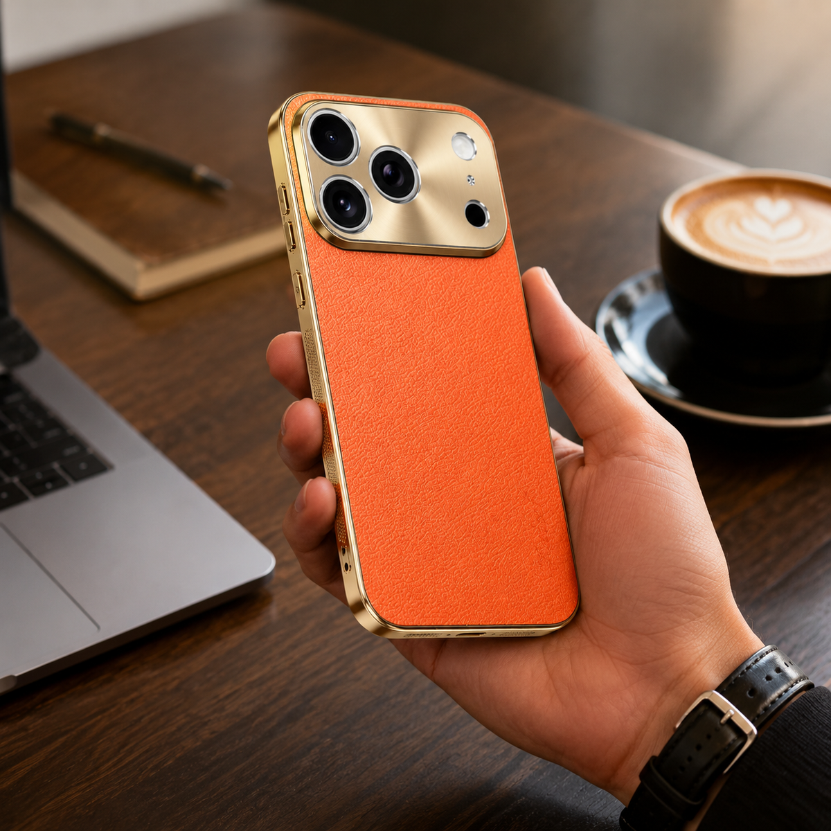 Premium iPhone Case MagSafe Lychee Leather Back Electroplated Frame Shockproof Camera Lens Protection Full Coverage Slim Magnetic Protective Cover
