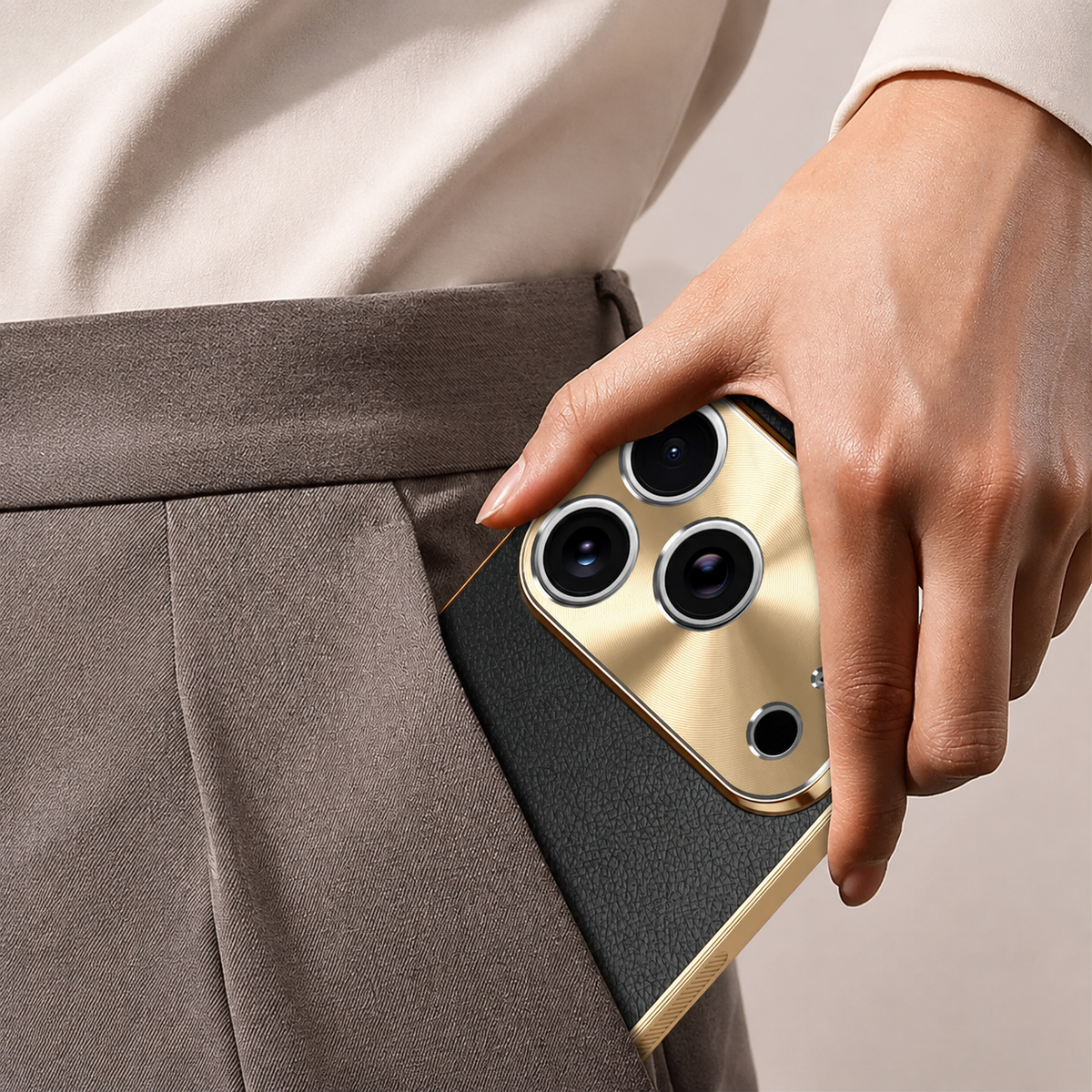 Premium iPhone Case MagSafe Lychee Leather Back Electroplated Frame Shockproof Camera Lens Protection Full Coverage Slim Magnetic Protective Cover