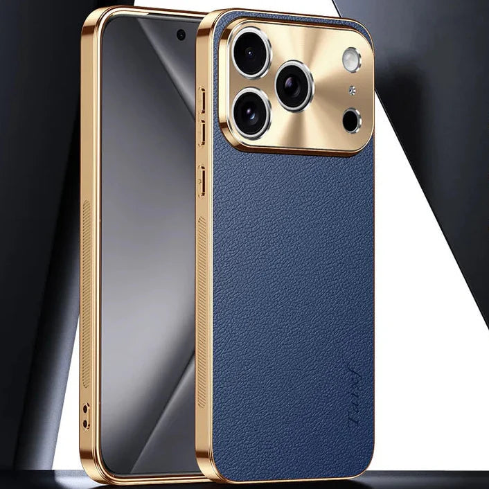 Premium iPhone Case MagSafe Lychee Leather Back Electroplated Frame Shockproof Camera Lens Protection Full Coverage Slim Magnetic Protective Cover