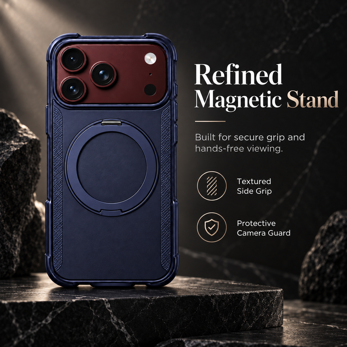 Premium iPhone Case MagSafe Magnetic 360 Ring Stand Foldable Cover Full Protection Fingerprint Resistant Shockproof Bumper Slim Durable Phone Cover Case
