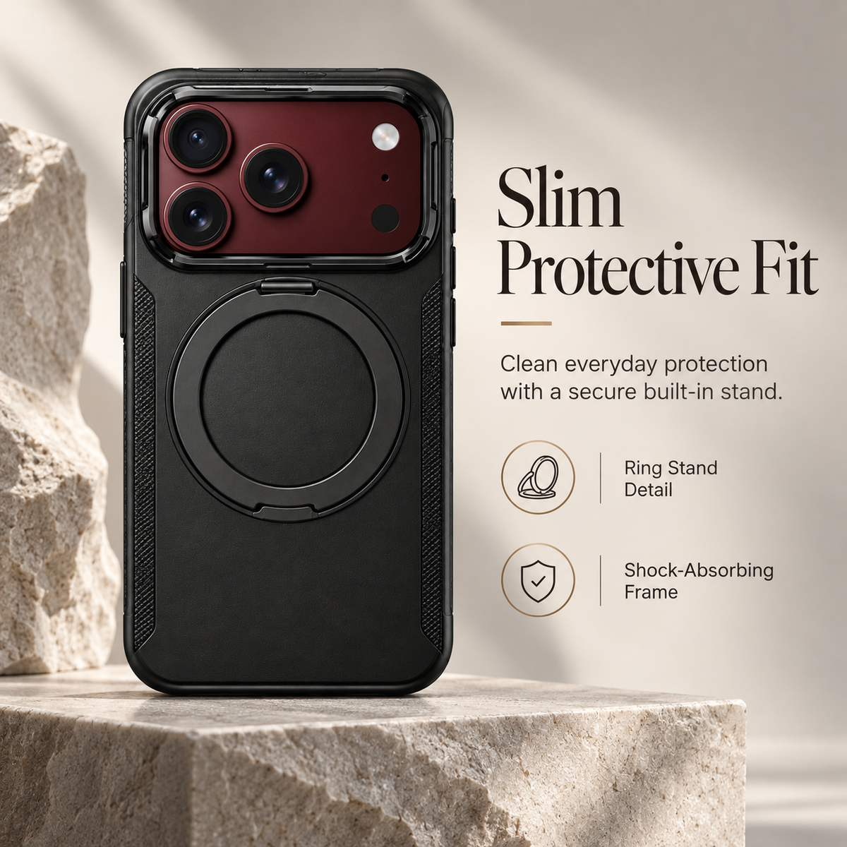 Premium iPhone Case MagSafe Magnetic 360 Ring Stand Foldable Cover Full Protection Fingerprint Resistant Shockproof Bumper Slim Durable Phone Cover Case