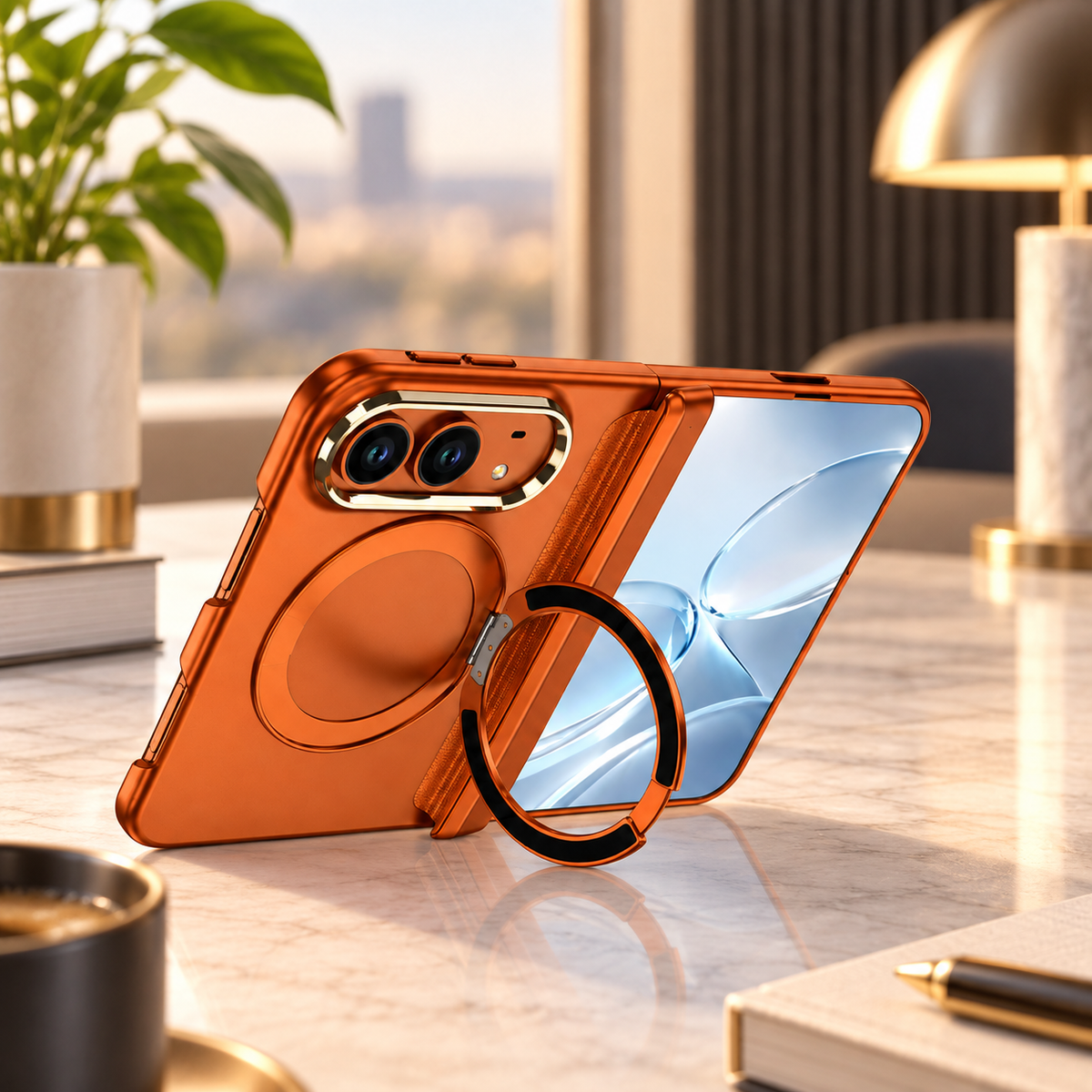 Premium iPhone Case MagSafe Magnetic 360 Ring Stand Foldable Cover Full Protection Fingerprint Resistant Shockproof Bumper Slim Durable Phone Cover Case