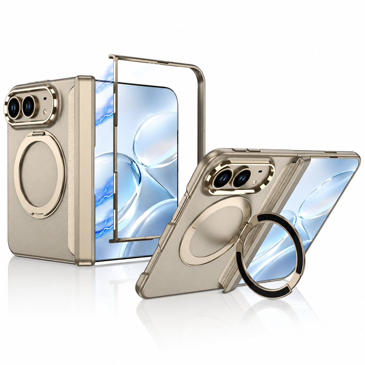 Premium iPhone Case MagSafe Magnetic 360 Ring Stand Foldable Cover Full Protection Fingerprint Resistant Shockproof Bumper Slim Durable Phone Cover Case