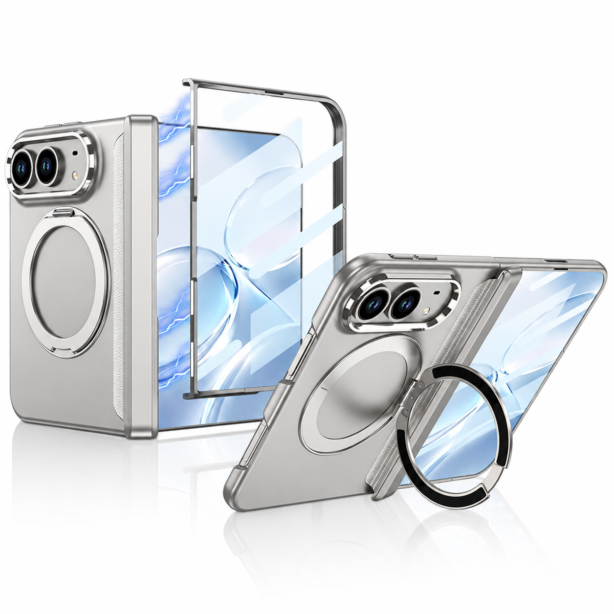 Premium iPhone Case MagSafe Magnetic 360 Ring Stand Foldable Cover Full Protection Fingerprint Resistant Shockproof Bumper Slim Durable Phone Cover Case