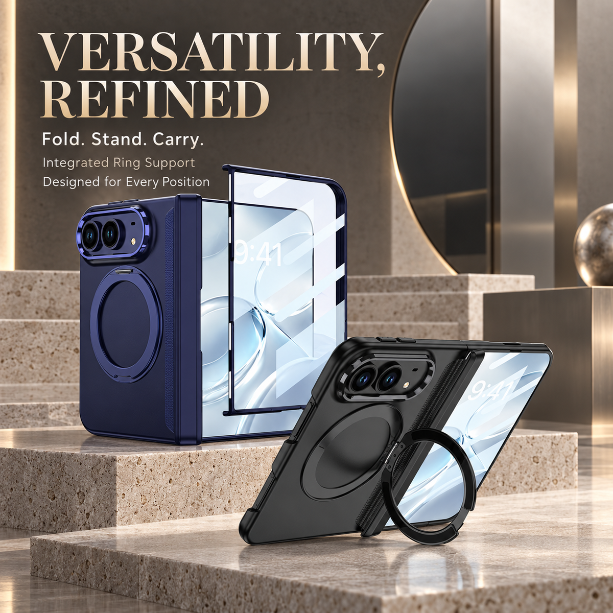 Premium iPhone Case MagSafe Magnetic 360 Ring Stand Foldable Stand Cover Full Protection Fingerprint Resistant Shockproof Bumper Slim Durable Phone Case