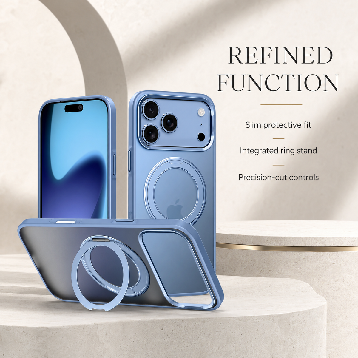 Premium iPhone Case MagSafe Magnetic 360 Rotating Stand Metal Lens Guard Skin Feel Shockproof Slim Fit Anti Drop Non Slip Durable Protective Phone Cover Case